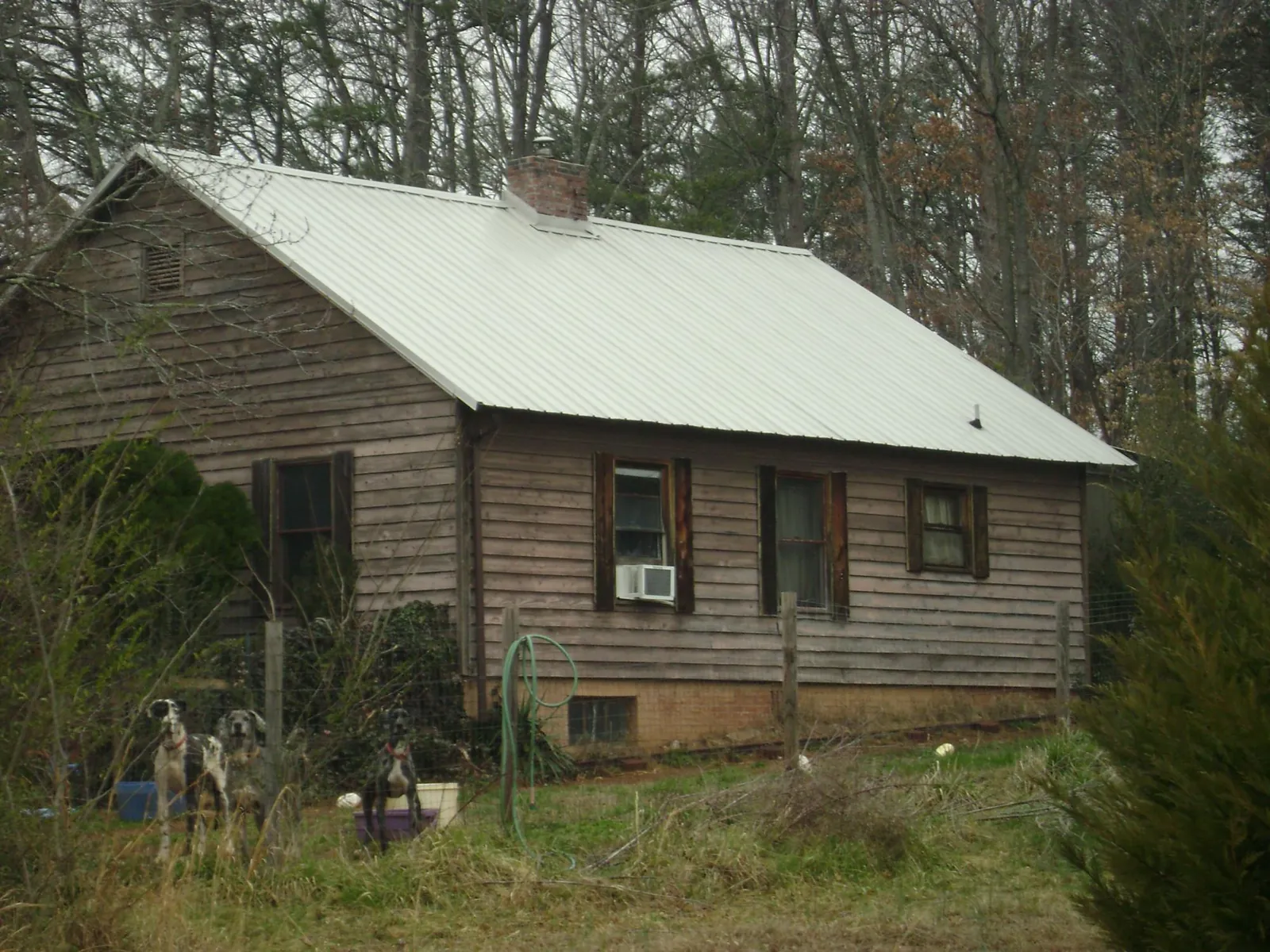 White metal roof on an old wood sided farmhouse, from a Asphalt Shingle Roof Repair job in Palm Bay
